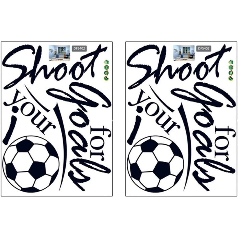 2 Sheets Removable Football Wall Stickers Pvc Soccer Wall Decals Easy To Remove Creative Home Bar Decor Black Hkhbjs