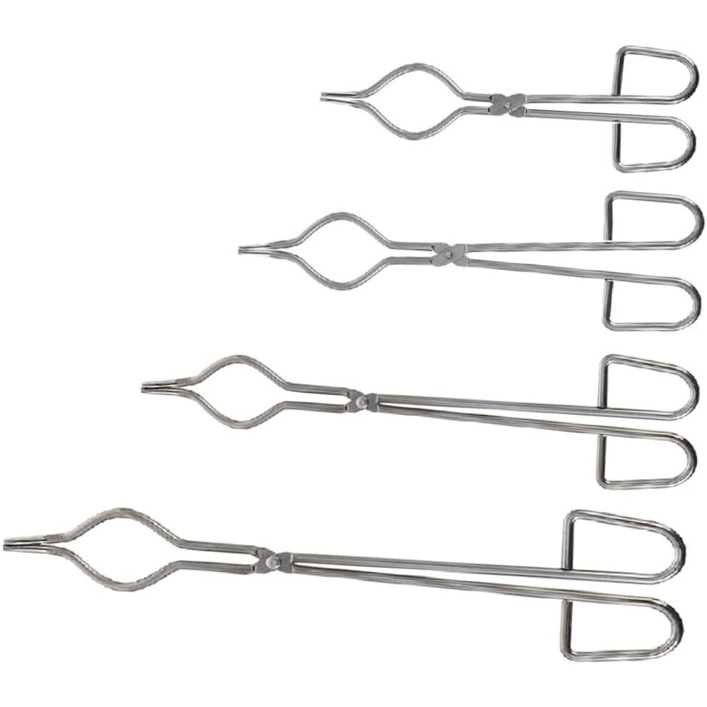 4Pcs Stainless Steel Crucible Tongs Chemical Lab Beaker Crucible Clamps For Laboratory Use Silver Hkhbjs