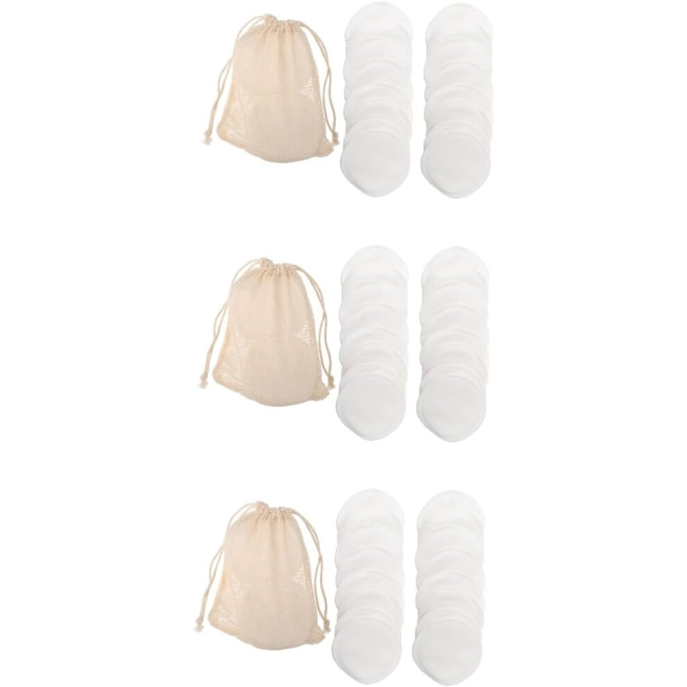 Hkhbjs 3Sets Bamboo Fiber Makeup Remover Puff Pads For Face Cleaning Reusable Cotton Travel Pads Mesh Bag