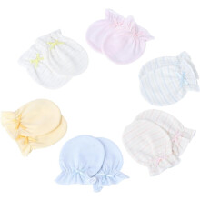 6pairs Newborn Scratch Gloves Pure Cotton Protective Gloves for Preventing Face Scratching Newborns Assorted style