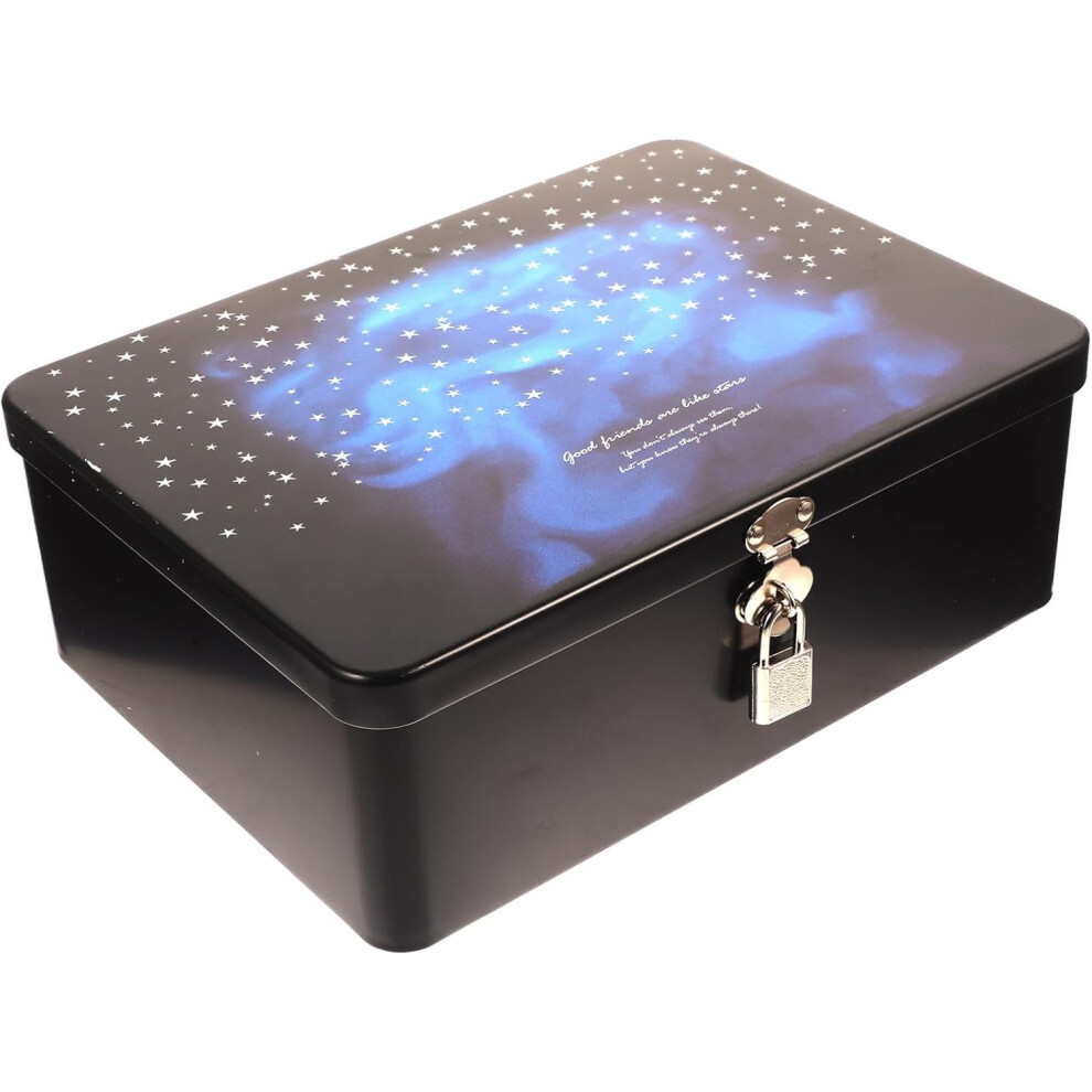 Hkhbjs Tinplate Storage Case File Box With Lock Sturdy Vintage Tinplate Holder With Key For Giving And Storing Keepsakes