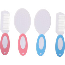 Soft Nylon Bristle Hair Brush and Comb Set for Newborns and Comfortable Grip Bath Grooming Tool