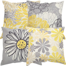 Housses de coussin décoratives jaune jaune, 4 pièces, couleur inaltérable