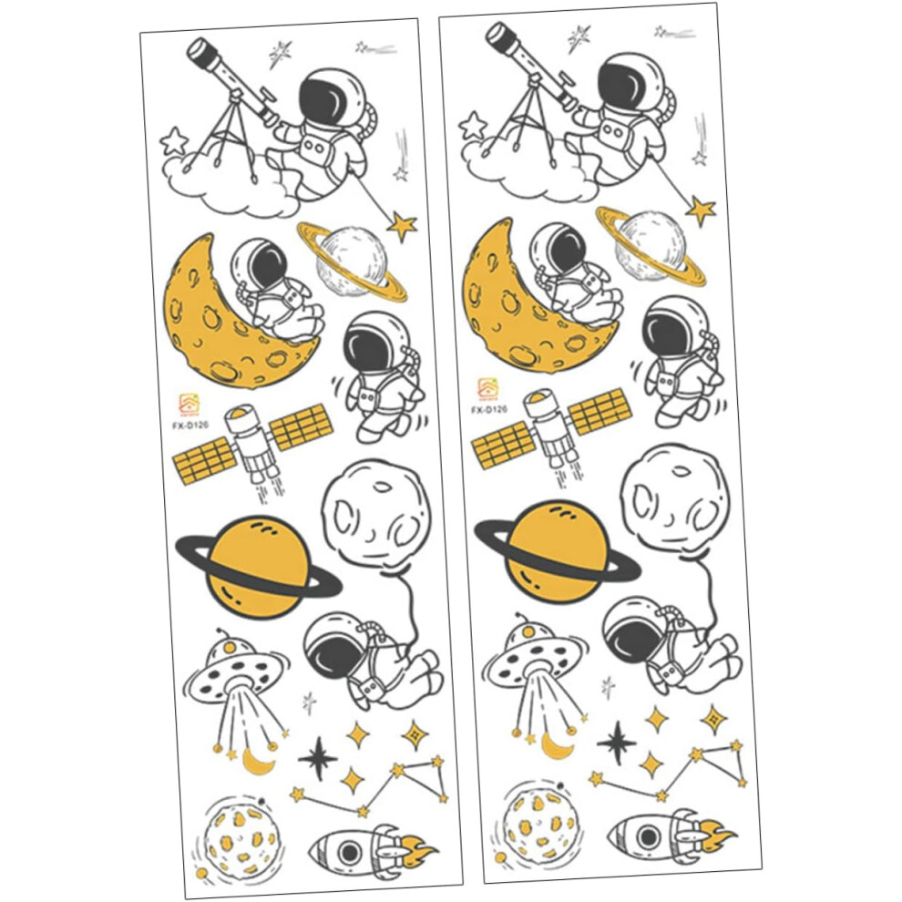 2 Sheets Astronaut Wall Stickers Boys And Girls Wall Decals Nursery Playroom Decor For Bedroom Hkhbjs