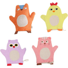 Lot de 4 gants de bain pour garçons et filles, motif animaux, outil de massage du dos pour la douche.