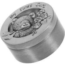 Aufbewahrungsbox für Fötalhaare, niedliche Metallbox mit glatter Oberfläche, rundes Cartoon-Design, zur Erinnerung