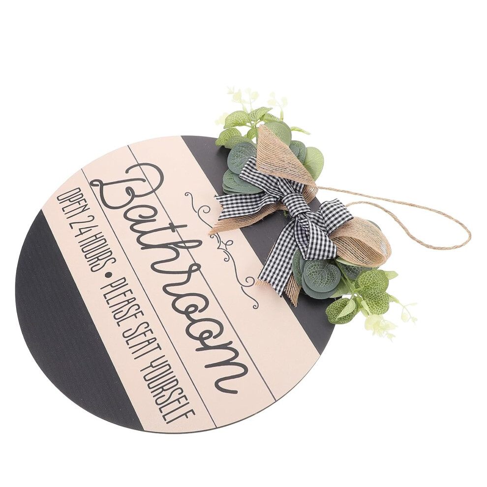 Rustic Wooden Funny Wreath Hanging Plaque Open-Hours Sign Wood Bathroom Front Door Sign Retro Bathroom Décor Hkhbjs