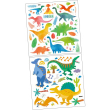 2 vellen cartoon dinosaurus muurstickers, zelfklevende, reflecterende muurstickers voor jongens- en meisjeskamerdecoratie