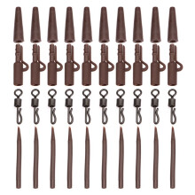 10set 40pcs Carp Fishing End Tackle lead clips Quick Change swivels Anti Sleeves Brown