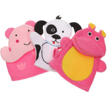 Cartoon Kids Bath Mitts 3pcs Baby Shower Gloves Sponge Scrubber Toddler Bath Brush Soft Exfoliating Gloves