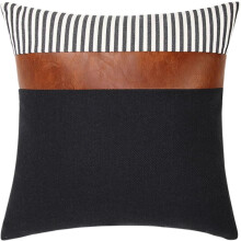 Throw Pillow Cushion Cover Sofa Pillow Cover Pu and Linen Material Comfortable Chic Style for Living Room and Sofa
