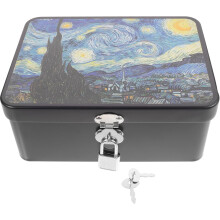 Boîte de rangement vintage rectangulaire moyenne en fer-blanc avec serrure, organisateur de bijoux portable
