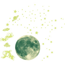 Large Moon Glowing Decal Star Glowing Sticker PVC Space Decal Sturdy Easy to Paste Unique