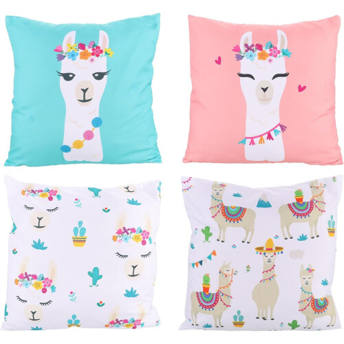 4pcs Decorative Pattern Pillowcase Decorative Throw Pillow Cover Alpaca Design Polyester