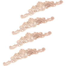 4pcs Cabinet Door Decorations Vintage Appliques 30x8cm Wood Fine Craftsmanship Elegant Classical Style Home Décor