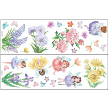 Muursticker met bloemen en vlinders voor de slaapkamer. Gemaakt van PVC en gemakkelijk aan te brengen.