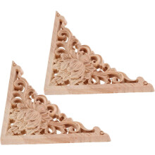 2pcs Wood Carving Applique Wooden Onlay Applique European Style Artistic Elegant