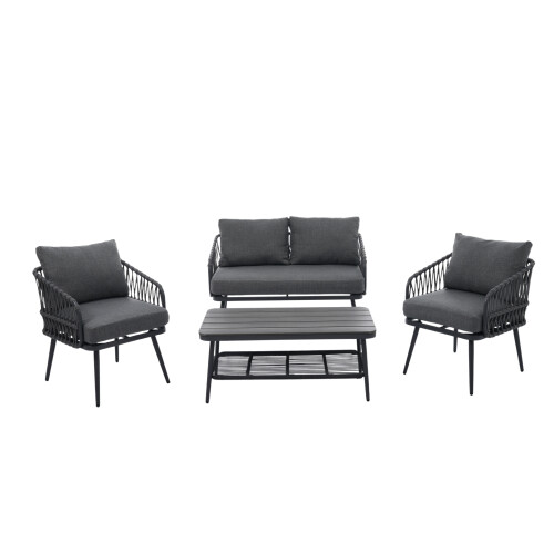 4 Seater Garden Set with Wood Storage Table 2