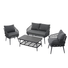 4 Seater Garden Set with Wood Storage Table
