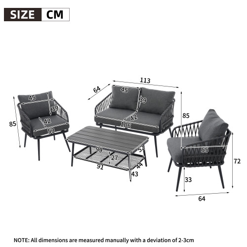 4 Seater Garden Set with Wood Storage Table 1
