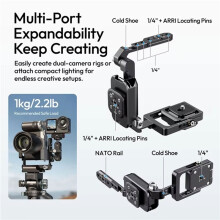 XJ01 Uka Universal Faltbarer Kamerakäfig 2-in-1 Griffkäfig für DSLR- und Spiegellose Kameras, Stativ und Gimbal mit Handyhalterung