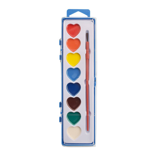 Set di acquerelli a forma di cuore con pennelli, 8 colori 2