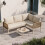 Garden Set with Wood-look Tempered Glass Table 7