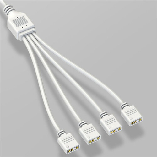 4X 5V 3-Pin Extension Cable para Computer Motherboard 1 Point 4 Hub Cable Connection Extension ARGB Splitter, Branco 1
