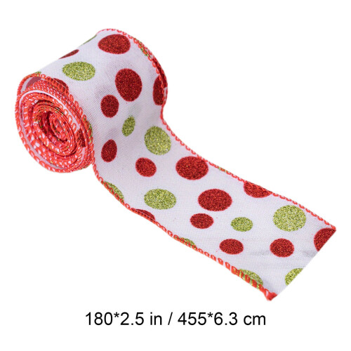 Fita de Natal com Bolinhas Vermelhas e Verdes 6,3cm x 4,55m 2