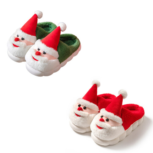 Weihnachtsmann-Hausschuhe, weiche Plüsch-Hausschuhe, dick-Rot A 2