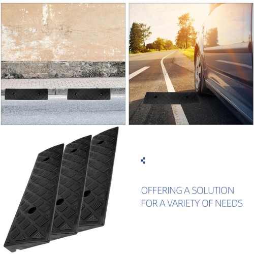 3Pcs Black Threshold Curb Ramp for Driveway 50X13X3Cm Triangular Slope Pad Cable Protector 2