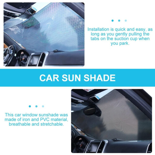 2pcs Car Windshield Retractable Sun Shade 40x60cm Black Silver Front Window Sunshade 2