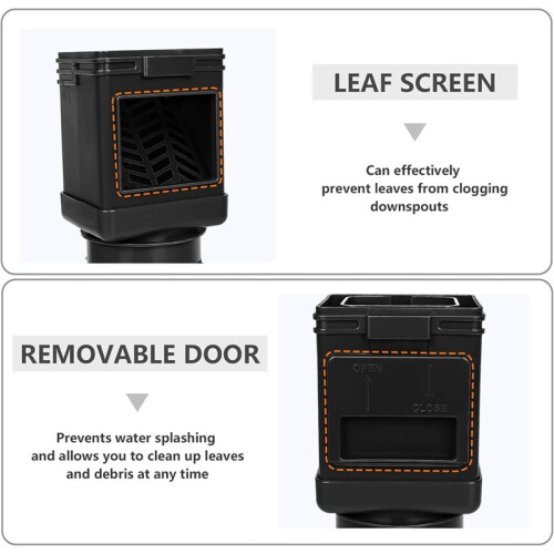 Fallrohrfilter, Laubfänger, Fallrohrfilter, Fallrohrsiebfilter, 2x3 und 3x4 Abflussrohr (2er-Pack Schwarz) 2