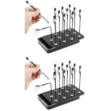 Modellständer mit 12 Flexiblen Metallclips, Krokodilklemmen für Modellbau, Airbrush-Farbe, Schwarz