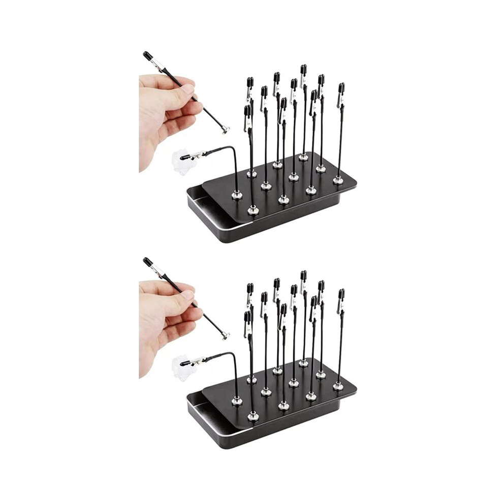 Model Stand Base With 12Pcs Metal Flexible Clips Model Painting Alligator Clip Stick For Model Airbrush Paint Black 4713032206710