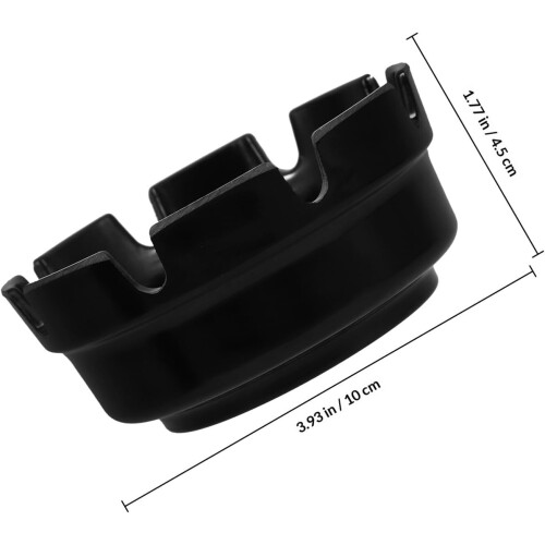 Conjunto de cinzeiros pretos portáteis 3pcs com design único e acabamento preto elegante, material plástico, diâmetro de 4 polegadas 1