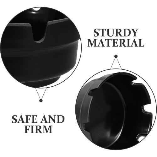 Conjunto de cinzeiros pretos portáteis 3pcs com design único e acabamento preto elegante, material plástico, diâmetro de 4 polegadas 2
