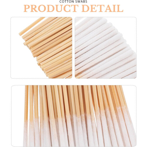 Bamboo Stick Cotton Swabs 300pcs Thick Pointed Swabs Portable Versatile Makeup Accessory 1