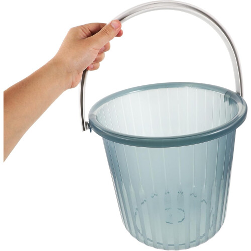 Secchio d'acqua in plastica con manico, grande, blu, portatile, per lavaggio auto e uso esterno. 1