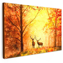 Framed Canvas Wall Art 24"x16" Autumn deers Canvas painting for Livingroom Bedroom