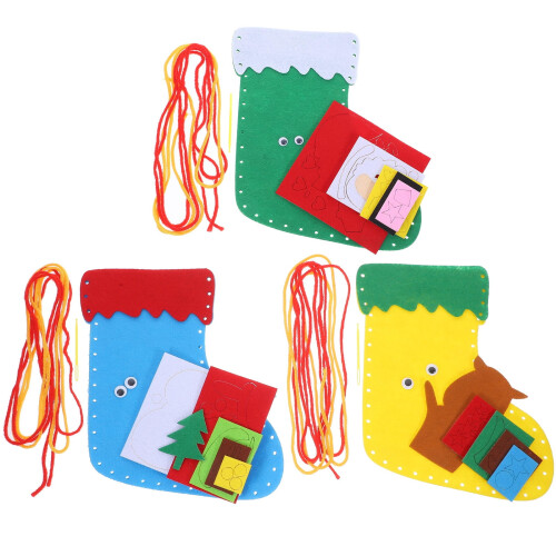 Χριστουγεννιάτικο κιτ DIY για κάλτσες – 3Festive μη υφασμένο ύφασμα