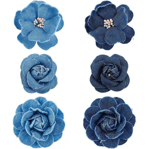 Denim Blomsterpynt Blå 12 stk.