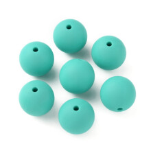 Silikone Focal Perler Runde Turkis 15mm 40 stk