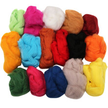 36-Color Wool Roving Fibre, 3g per Colour