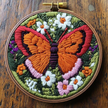 Nålstanskit Fjäril i blommor 20x20cm