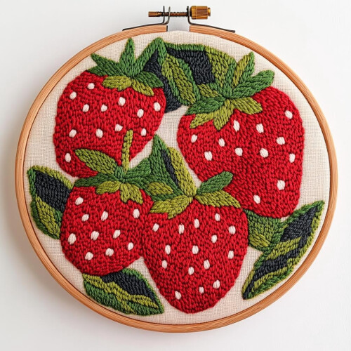 Punchnaaldset met gestempeld patroon – Rode aardbeien,