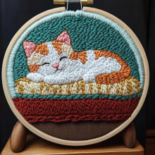 Nålslagset Tecknad babykatt på soffa 20x20cm