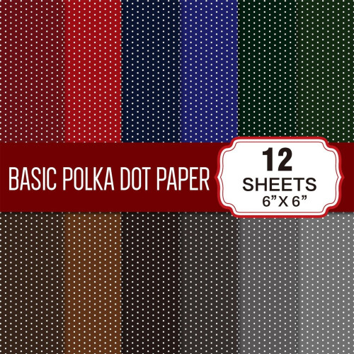 Vintage Polka Dot Scrapbook Paper Set 12 pcs