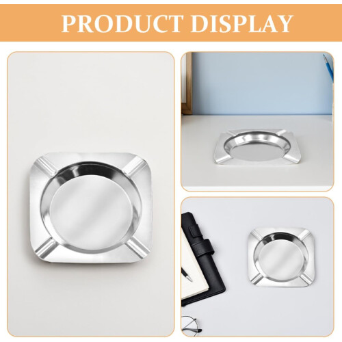 Cinzeiros de aço inoxidável e fácil de limpar forma quadrada 12pcs 2