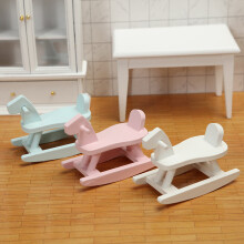 1/12 Scale Dollhouse Furniture Wooden Rocking Horse Chair Model for Dollhouse Life  Ornaments